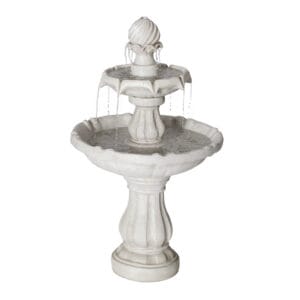 3 tier white pedestal outdoor water fountain on white background classic cascading garden fountain product view