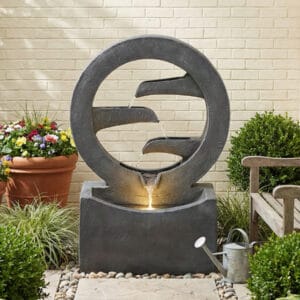 modern circular outdoor water fountain with LED light 3 tier cascading polyresin patio garden fountain