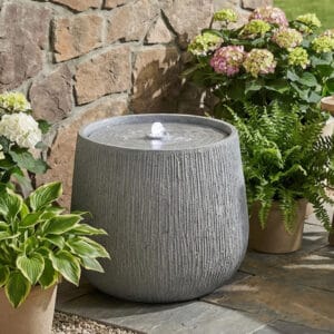 small bowl outdoor water fountain with LED light tabletop polyresin patio deck fountain