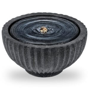 stone-sphere-water-fountain-led-gray-white-bg stone sphere water fountain with LED lights white background indoor outdoor gray ball fountain