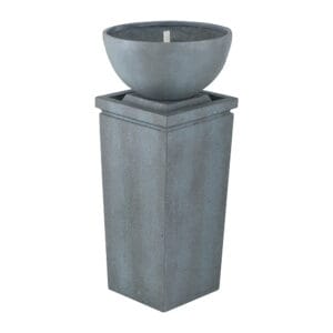35.5 inch zen bowl water fountain on white background outdoor bird bath fountain minimalist patio garden decor