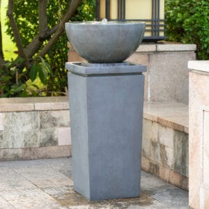 44.5 inch zen bowl water fountain tall outdoor bird bath fountain for garden lawn patio modern minimalist design