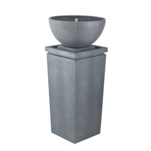 zen bowl water fountain tall outdoor bird bath fountain on white background minimalist modern garden decor