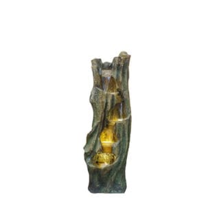 tree design outdoor waterfall fountain with LED lights resin garden patio fountain white background